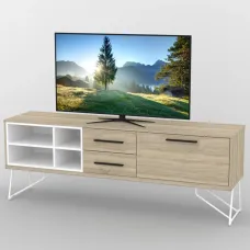 Тумба під телевізор Тиса Мебель ТВ-374 Дуб сонома Білий 65x44x180 см