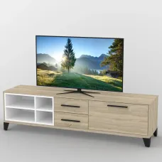 Тумба під телевізор Тиса Мебель ТВ-377 Дуб сонома Білий 49x44x180 см