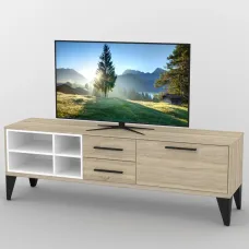 Тумба під телевізор Тиса Мебель ТВ-378 Дуб сонома Білий 60x44x180 см