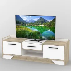Тумба під телевізор Тиса Мебель ТВ-380 Дуб сонома Білий 58x44x180 см