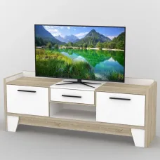Тумба під телевізор Тиса Мебель ТВ-381 Дуб сонома Білий 68x44x180 см
