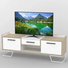 Тумба під телевізор Тиса Мебель ТВ-383 Дуб сонома Білий 63x44x180 см