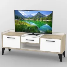 Тумба під телевізор Тиса Мебель ТВ-386 Дуб сонома Білий 68x44x180 см
