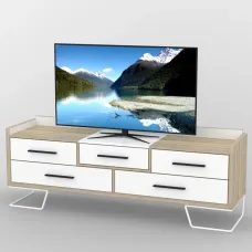 Тумба під телевізор Тиса Мебель ТВ-398 Дуб сонома Білий 63x44x174 см