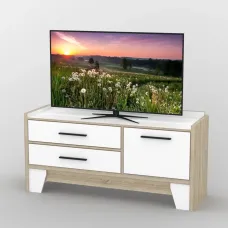 Тумба під телевізор Тиса Мебель ТВ-403 Дуб сонома Білий 68x47x139 см