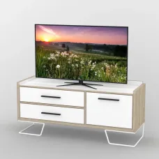 Тумба під телевізор Тиса Мебель ТВ-405 Дуб сонома Білий 63x44x139 см