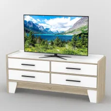 Тумба під телевізор Тиса Мебель ТВ-410 Дуб сонома Білий 68x44x156 см
