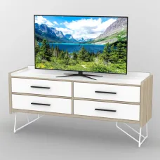 Тумба під телевізор Тиса Мебель ТВ-411 Дуб сонома Білий 73x44x156 см