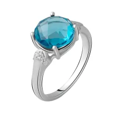 Срібна каблучка SilverBreeze з натуральним топазом Лондон Блю 3.36ct (2062561) 17.5 розмір