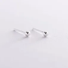 Серьги - пусеты Шарики в серебре (0.4 см) 122892 Оникс