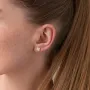 Золотые серьги-пусеты Клевер (фианит) с06182 Оникс