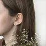 Золотые серьги-пусеты Клевер (фианит) с06070 Оникс