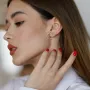 Серебряные серьги - пусеты Пересечение колец 122584 Оникс