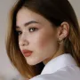 Серебряные серьги - пусеты Пересечение колец 122584 Оникс