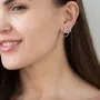 Серебряные серьги - пусеты Пересечение колец 122584 Оникс