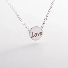 Срібне кольє з гравіюванням Love 18975л Онікс 42