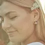 Срібні сережки-пусети Круговорот з перлами 122551 Онікс