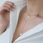 Двойное серебряное колье Бабочки с фианитами 18954 Оникс