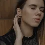 Серьги-пусеты Кольца в серебре 122629 Оникс