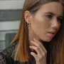 Серьги-пусеты Кольца в серебре 122629 Оникс
