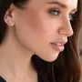 Золоті сережки-підвіски з фіанітом.