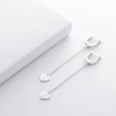 Серебряные серьги с сердечками Love 122295 Оникс