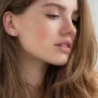 Серьги - пусеты Сердечки в желтом золоте (фианиты) с06942 Оникс