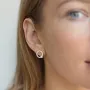Серебряные серьги-пусеты Круговорот с жемчугом 122593 Оникс