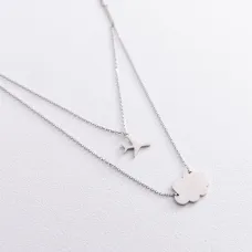 Кольє Політ над хмарами в білому золоті кол01931 Онікс 43