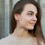 Серебряные серьги - пусеты Круг з сердечком 122546 Оникс