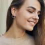 Серебряные серьги - пусеты Круг з сердечком 122546 Оникс
