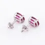 Серебряные серьги-гвоздики с корундом рубином нано 6х8 121961 Оникс