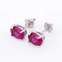 Серебряные серьги-гвоздики с корундом рубином нано 6х8 121961 Оникс