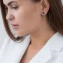 Золоті сережки-підвіски з сапфіром і фіанітами.