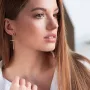 Сережки - пусети Хрести у жовтому золоті (фіаніти) с07369 Онікс