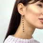 Серебряные серьги Клевер 122683 Оникс