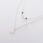 Двойное золотое колье Звездочка с черными фианитами кол01539 Оникс