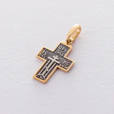 Православний срібний хрестик 132760 Онікс