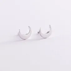 Серьги - пусеты Луна в белом золоте с06984 Оникс