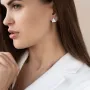 Серьги-пусеты Треугольники (белое золото) с07013 Оникс