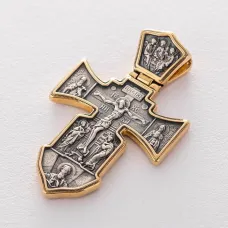 Срібний хрест із позолотою Розп'яття. Ангел Охоронець 131416 Онікс