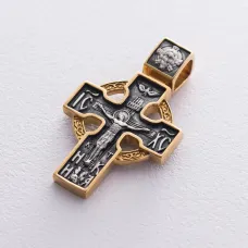 Серебряный крест Распятие с позолотой 132397 Оникс