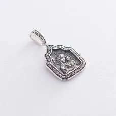 Серебряная ладанка Казанская Божья Матерь 132993 Оникс 3.40 г