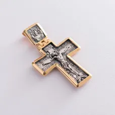 Срібний хрестик із позолотою Розп'яття 131930 Онікс Срібний хрестик із позолотою Розп'яття 131930 Онікс