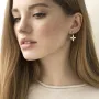 Серьги - пусеты Клевер в желтом золоте с07194 Оникс