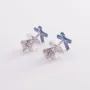 Золоті сережки-підвіски з сапфіром і фіанітами.