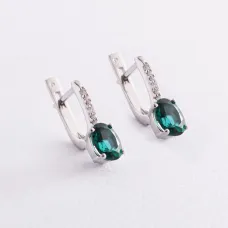 Серебряные серьги с кварцом и фианитами 2923/9р-QGR Оникс