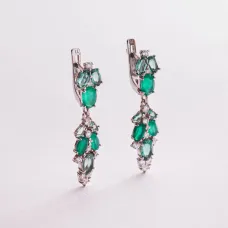 Серебряные серьги с агатом, кварцом и фианитами 2950/9р-GRAGQG Оникс