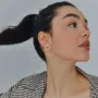 Серьги - пусеты Орбита в белом золоте с07347 Оникс