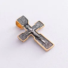 Срібний хрест Розп'яття із позолотою 132354 Онікс